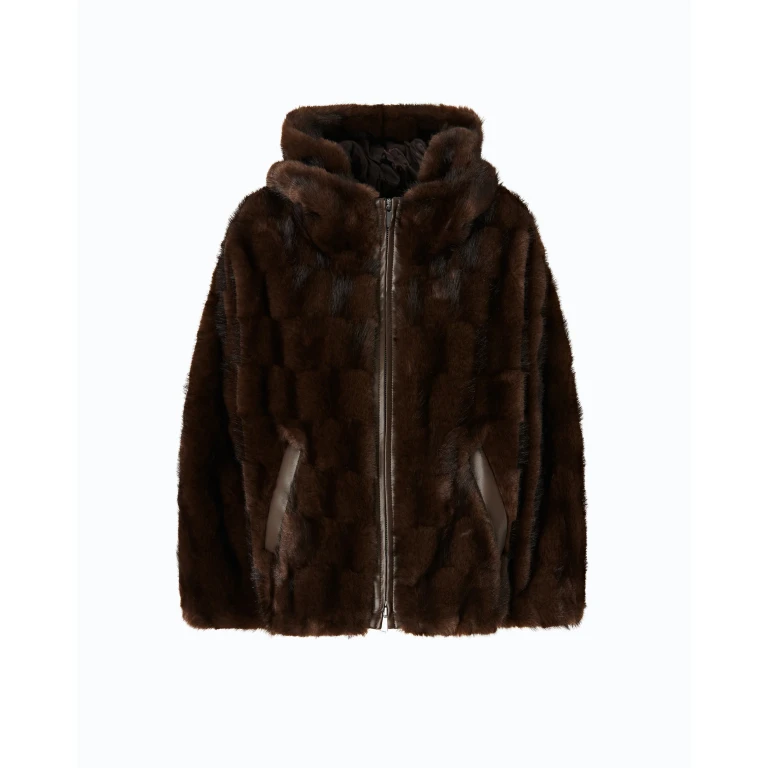 Veste à capuche en fourrure synthétique - XS