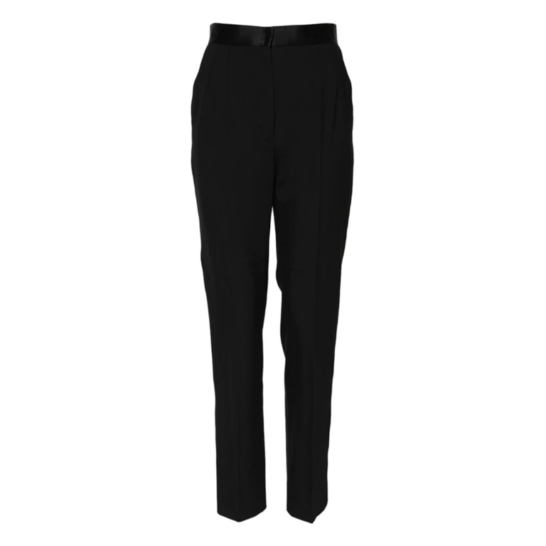 Dolce & Gabbana Black Wool Tapered High Waist Pants Virgin Silk Elastane - Women