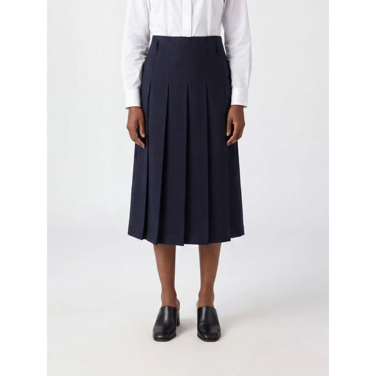 A. P.C. Pleated Cotton Midi Skirt with Belt Loops (COHLCF06509IAK)
