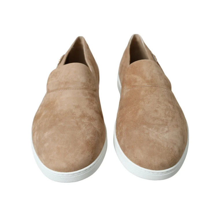 Dolce & Gabbana Beige Suede Caiman Men Loafers Slippers Shoes - Men