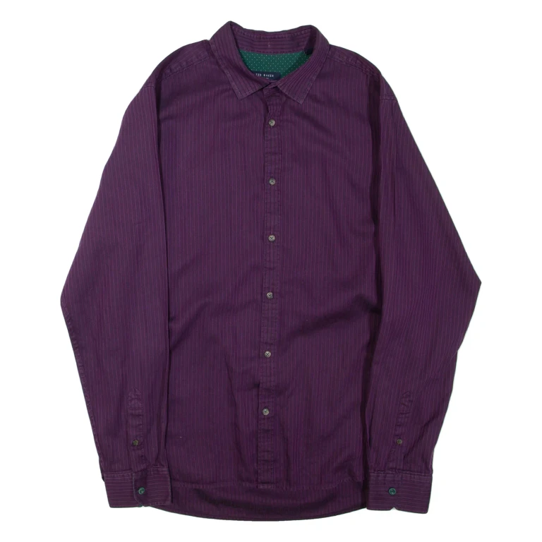 TED BAKER Mens Shirt Purple Striped Long Sleeve L