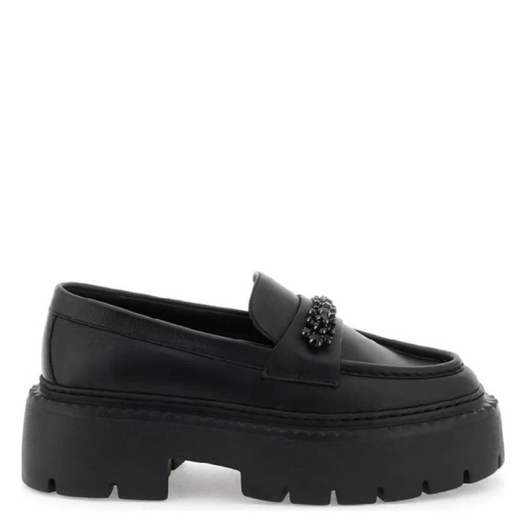 Bryer Crystal Embellished Leather Loafers, Brand Size 35 ( US Size 5 )