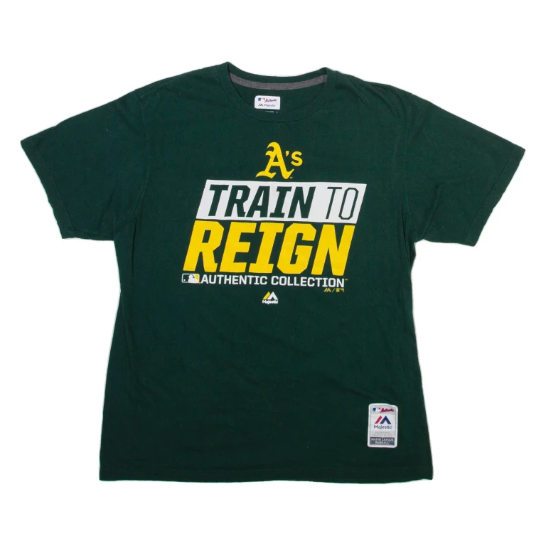 MAJESTIC The A's Mens T-Shirt Green USA L