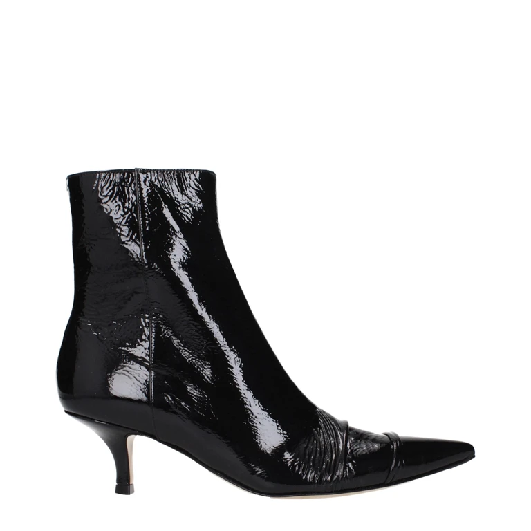 Black Leather Ankle Boots - Women