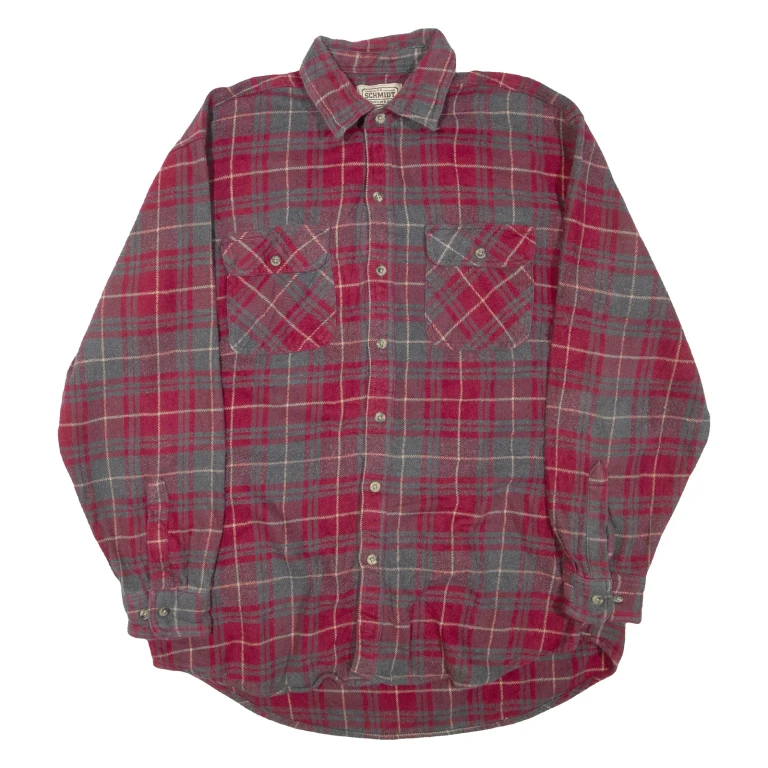 SCHMIDT WORKWEAR Mens Shirt Red Check Long Sleeve L
