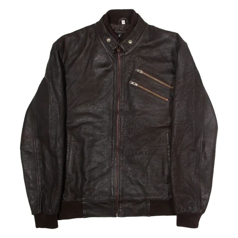 Mens Motorcycle Jacket Brown Leather XL