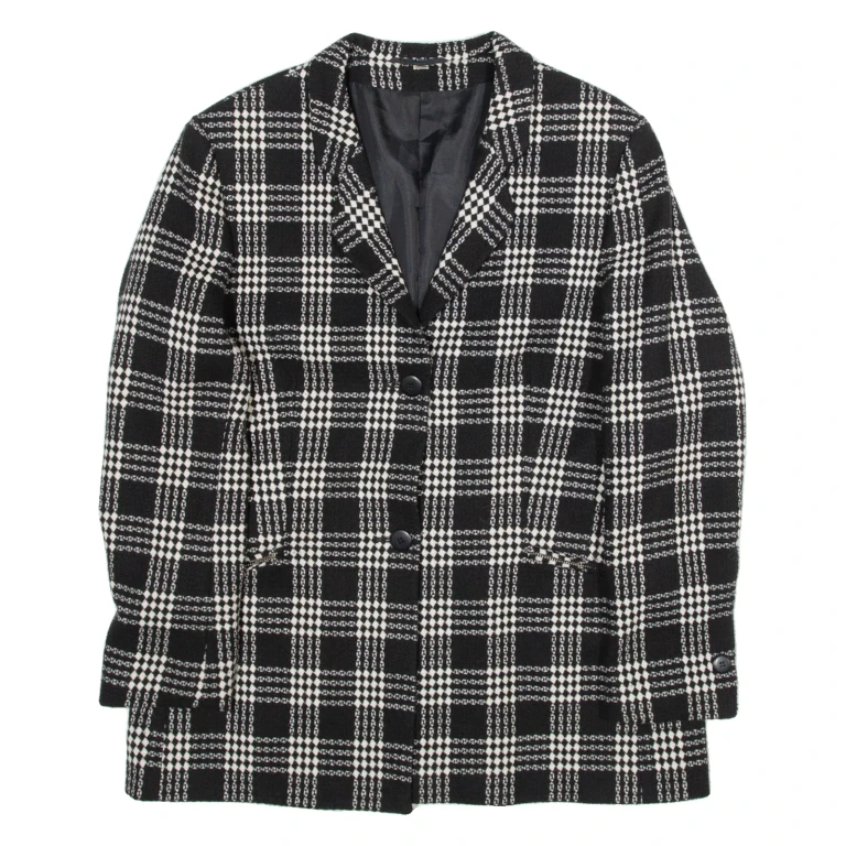 Womens Blazer Coat Black Gingham UK 16