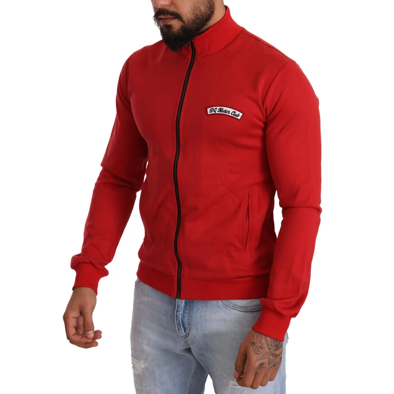Dolce & Gabbana Red Dg Motor Club Zipper Stretch Sweater Cotton Clothing - Men