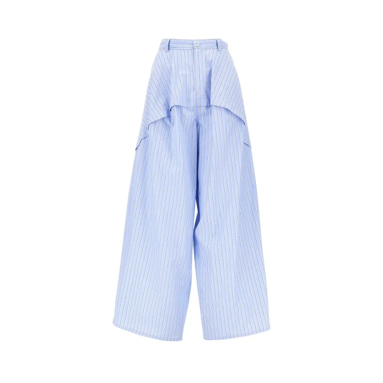 Striped poplin wide pants Woman 38