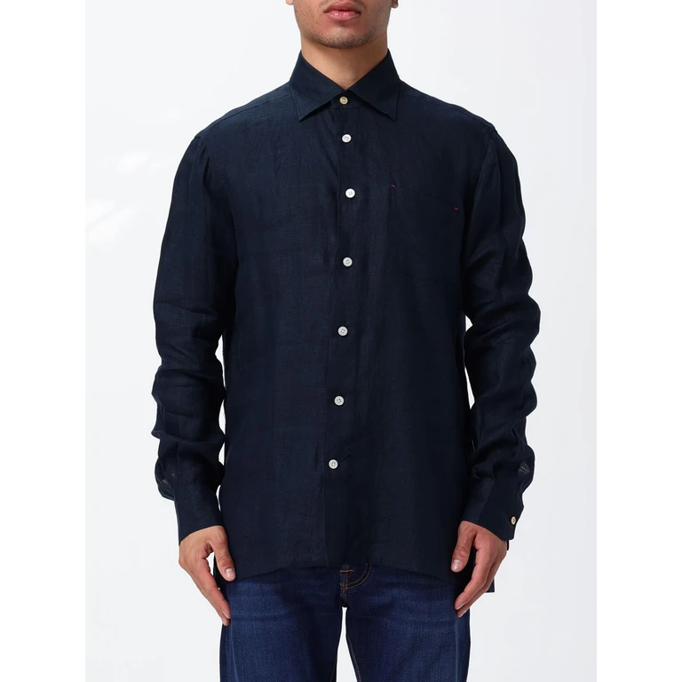 Long-Sleeved Linen Shirt with Classic Pointed Collar (UMCNERH0969001002)