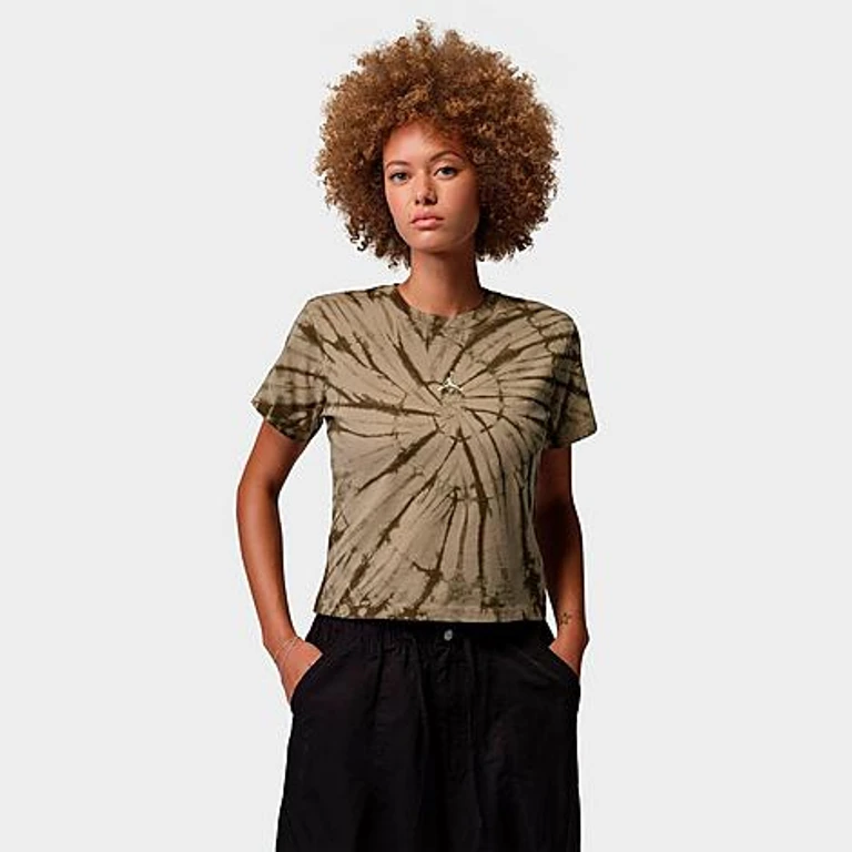 Nike Women's Jordan Brooklyn All-over Print Graphic T-Shirt in Khaki/Pale Ivory Size: XS