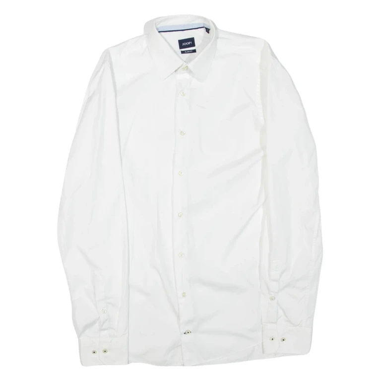 JOOP Mens Plain Shirt White Long Sleeve S