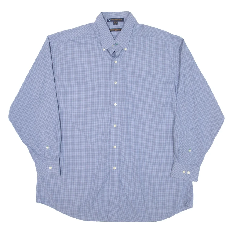 TOMMY HILFIGER Mens Shirt Blue Check Long Sleeve L