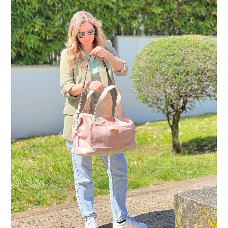 Lady's Weekend Handbag soft pink cork