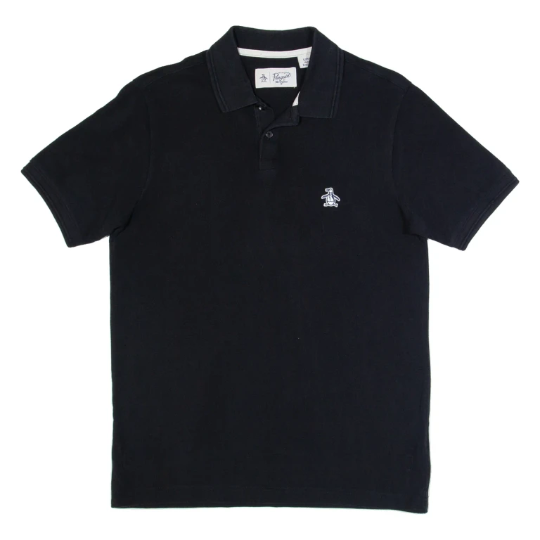 ORIGINAL PENGUIN Mens Polo Shirt Black Short Sleeve S