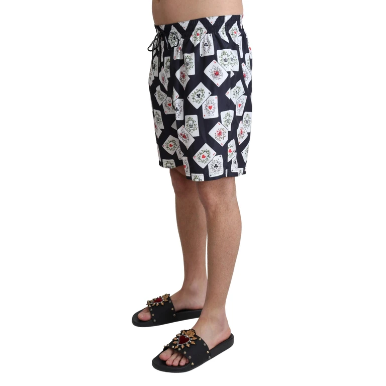 Dolce & Gabbana Black Card Deck Print Beachwear Swimshorts Polyester Clothing - Men