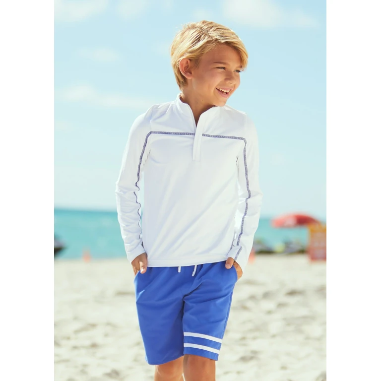 Boys White Zip Rashguard