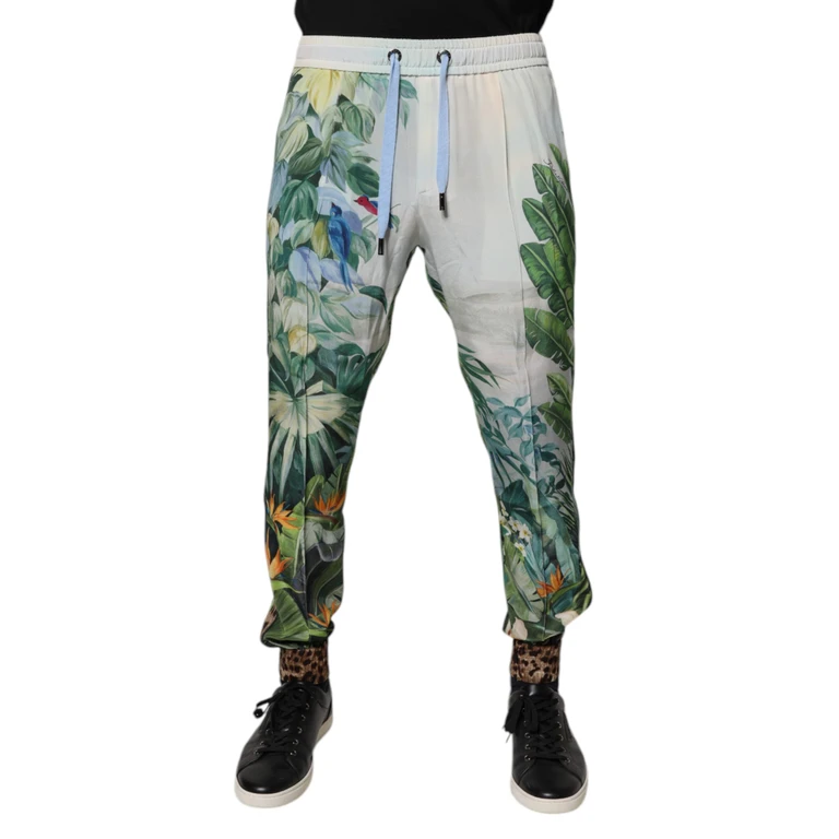 Multicolor Tropical Jogger Sweatpants Pants Silk - Men