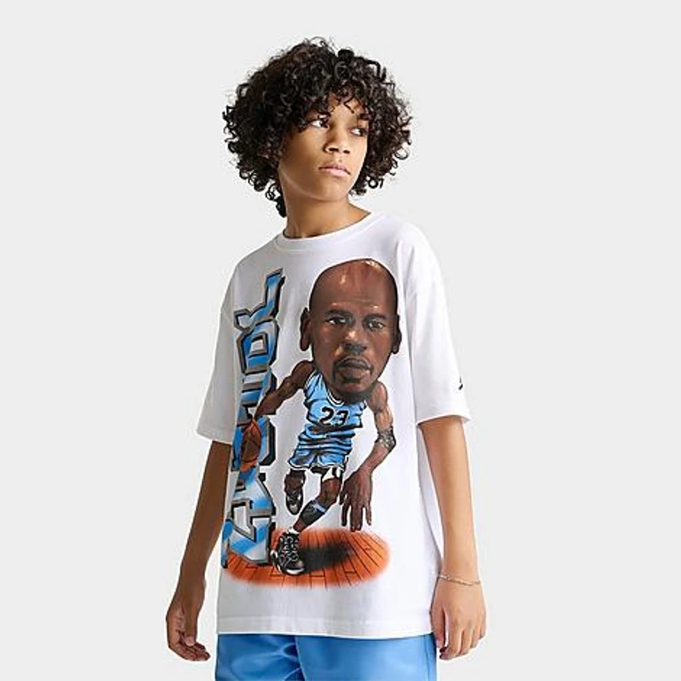 Jordan Big Kids Bobblehead Oversized T-Shirt in White Size: Small