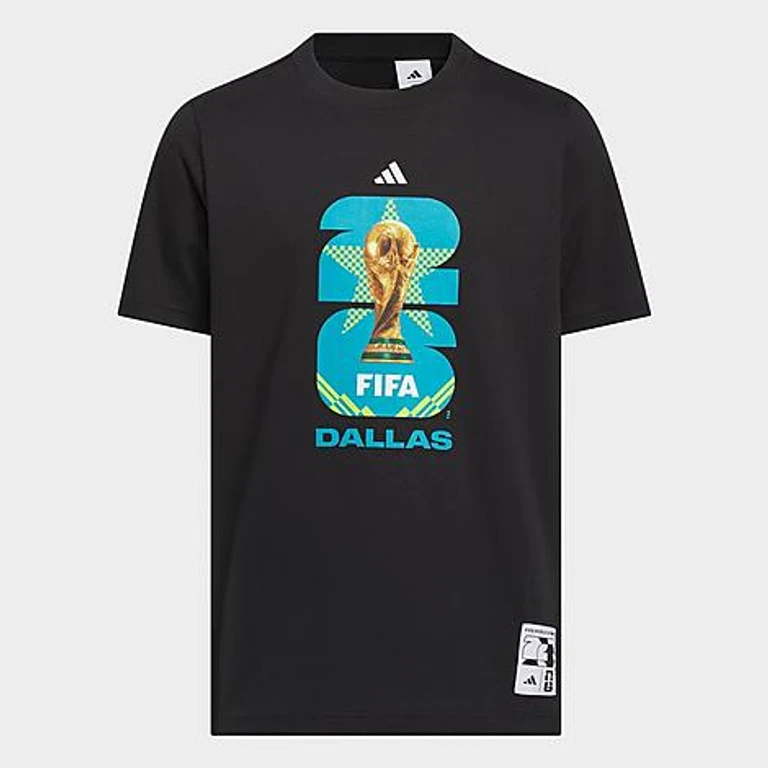 adidas Big Kids FIFA World Cup 26 Host City Dallas Graphic Soccer T-Shirt in Black Size: XS