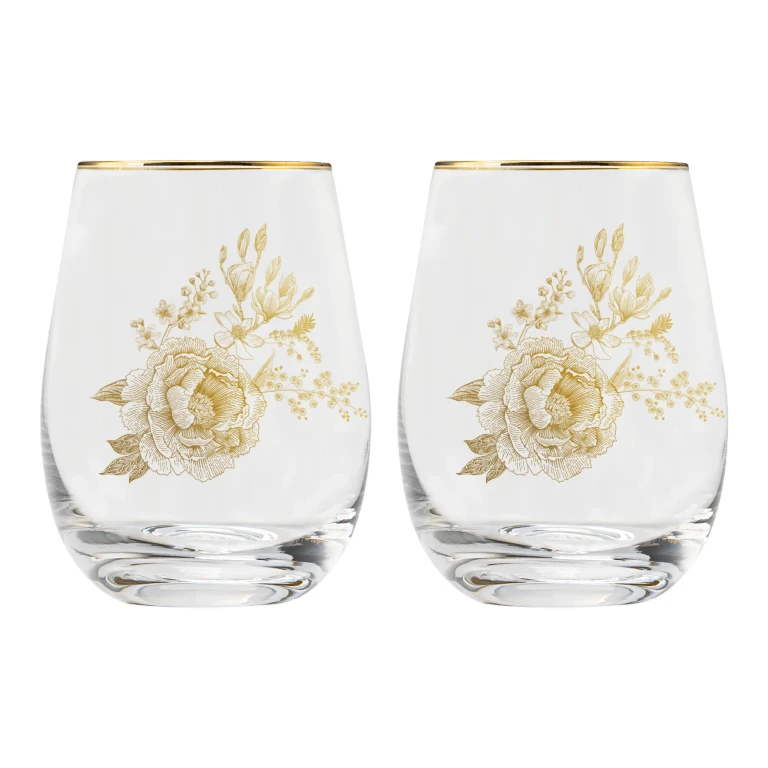 Delft Stemless Wine Glass - Boxed Set of 2