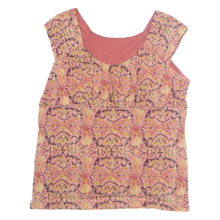 Womens Printed Blouse Red Sleeveless Crazy Pattern L