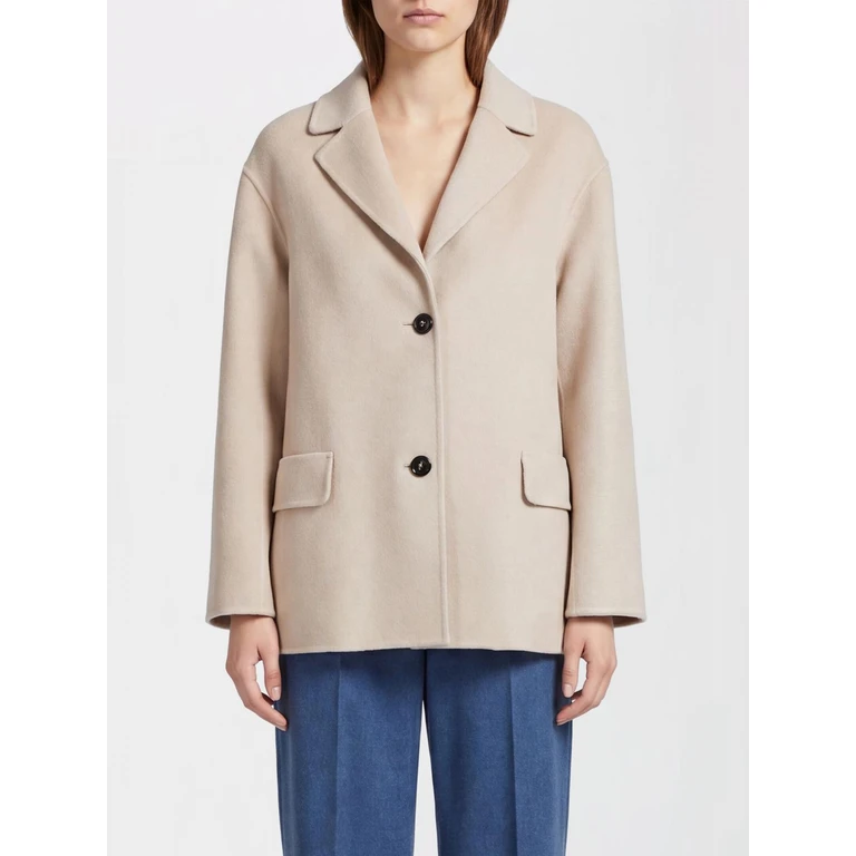 Short Single-Breasted Coat in Pure Virgin Wool with Lapel Collar (2629046041600005)