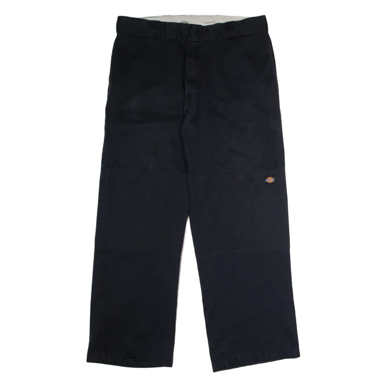 DICKIES Workwear Mens Twill Trousers Black Loose Straight W36 L30