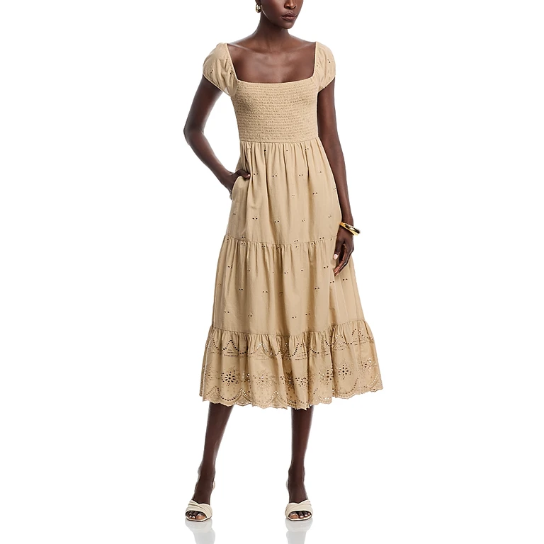 Area Stars Eyelet Off The Shoulder Midi Dress