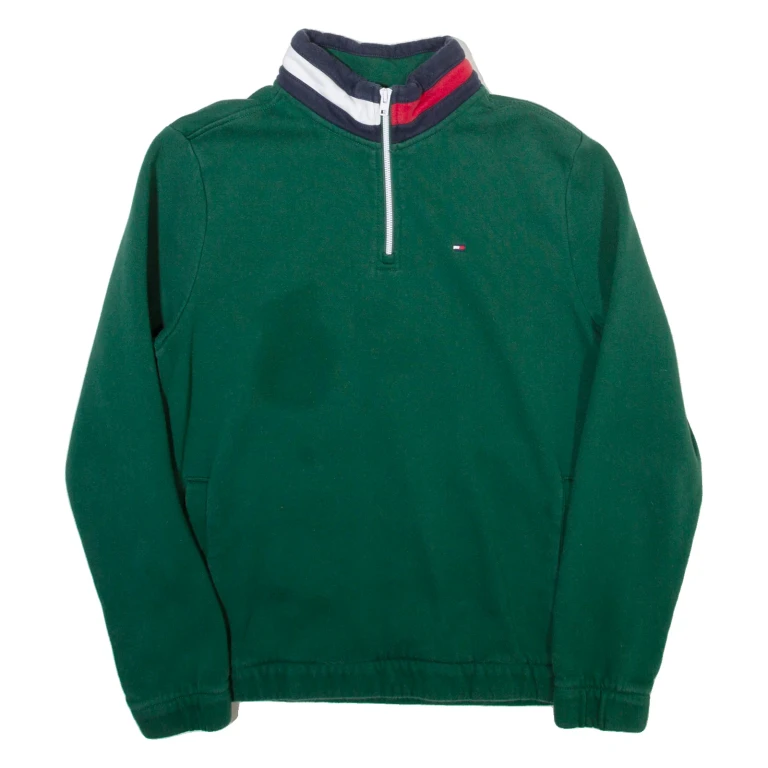 TOMMY HILFIGER Mens Sweatshirt Green 1/4 Zip M