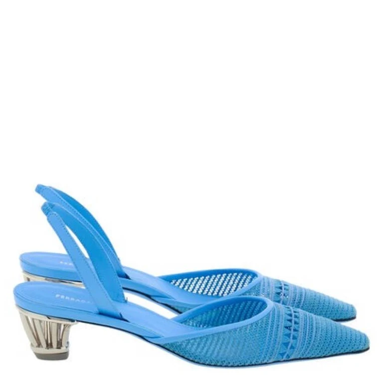 Ferragamo Alyssa Mesh Slingback Pumps, Size 7 C (01H977 772715)