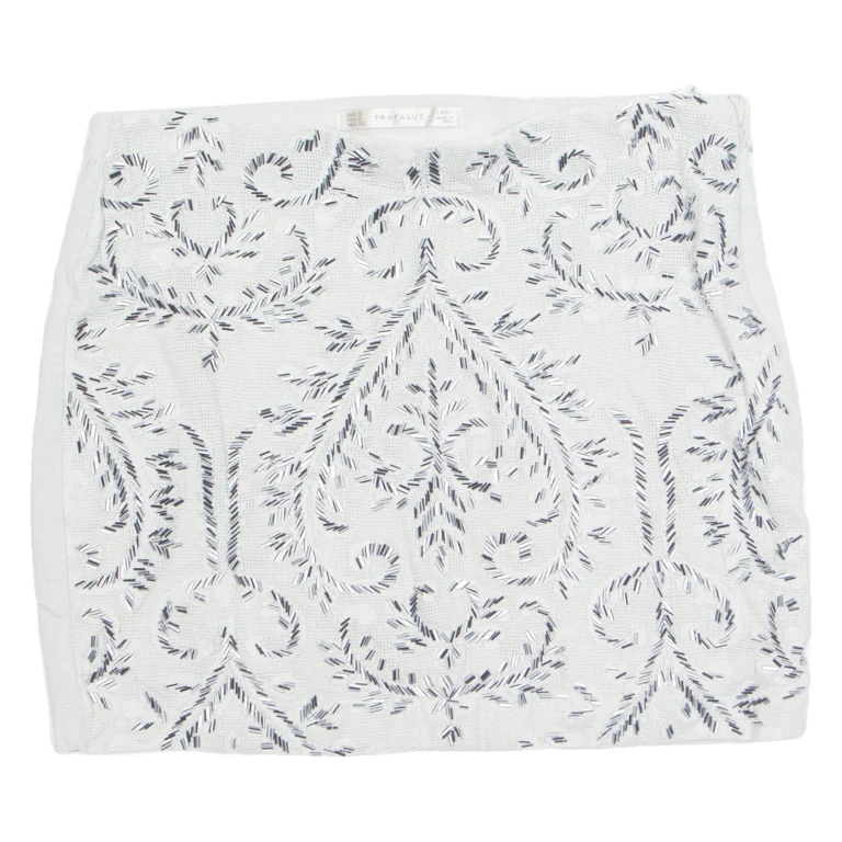ZARA Womens Mini Skirt Green Short Crazy Pattern S