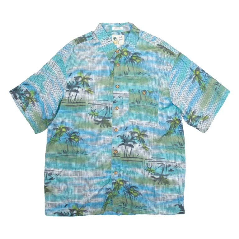 M.E SPORT Mens Hawaiian Shirt Blue Crazy Pattern XL
