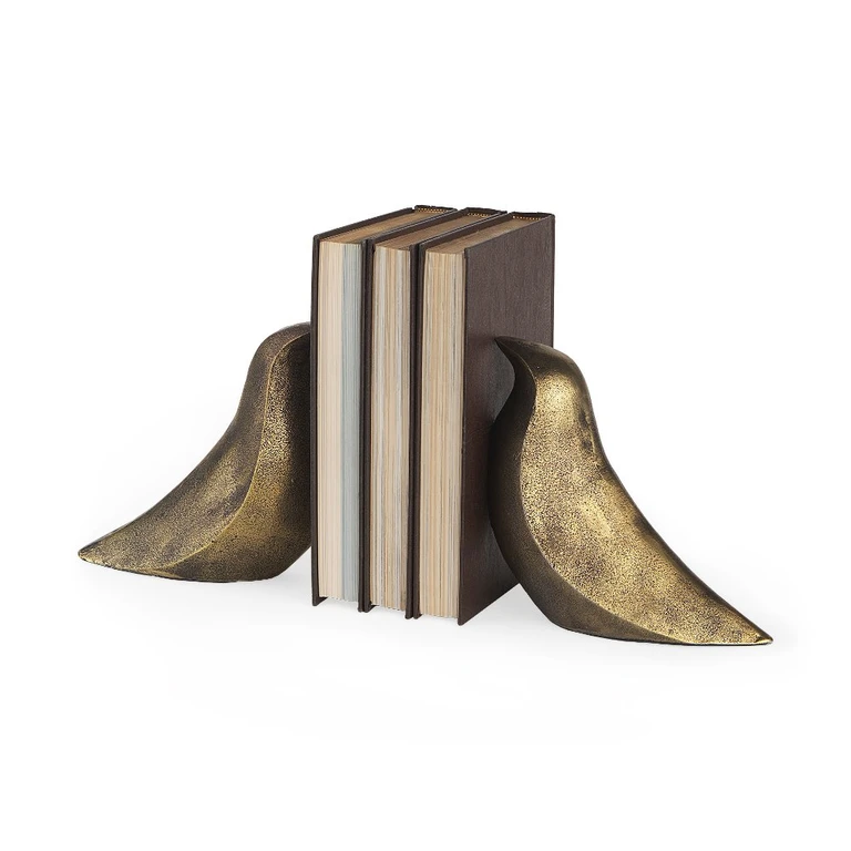 Dover Gold Aluminum Dove Bookends