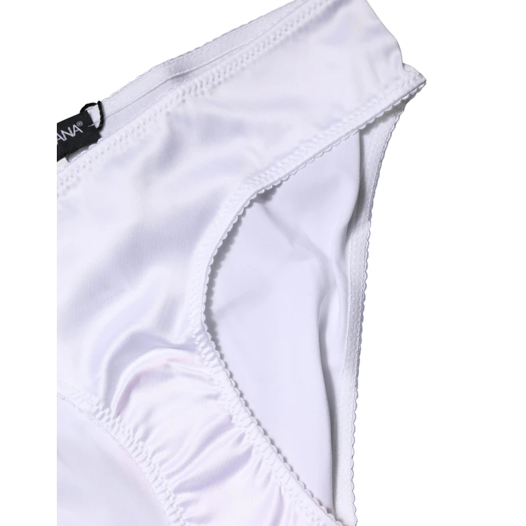 Dolce & Gabbana White Silk Stretch Mid Waist Brief Panty Underwear Elastane Clothing - Women