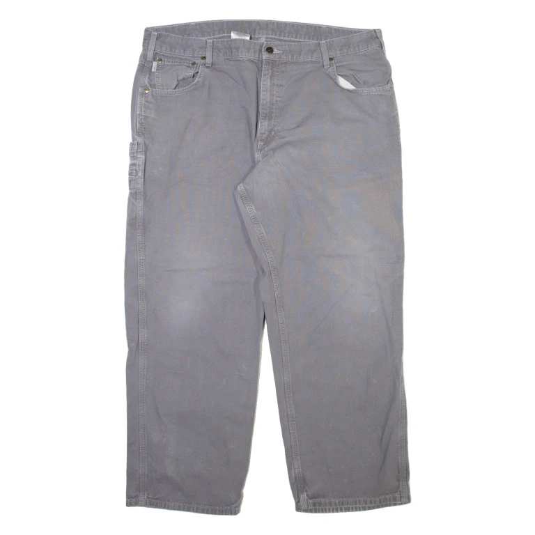 CARHARTT Carpenter Mens Trousers Grey Loose Straight W42 L30