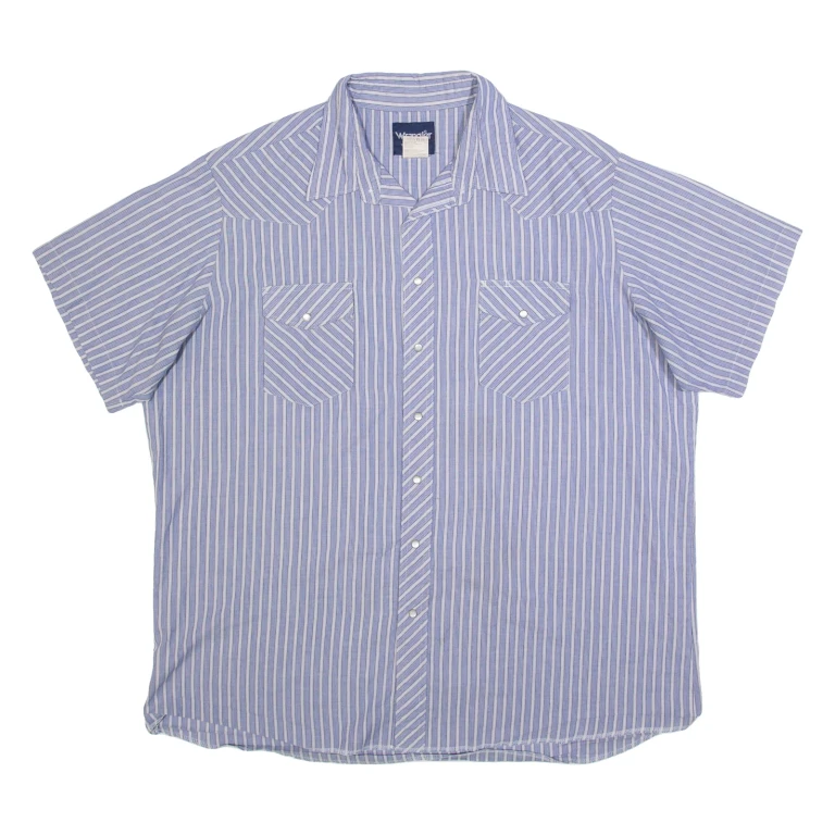 WRANGLER Mens Shirt Blue Striped 2XL