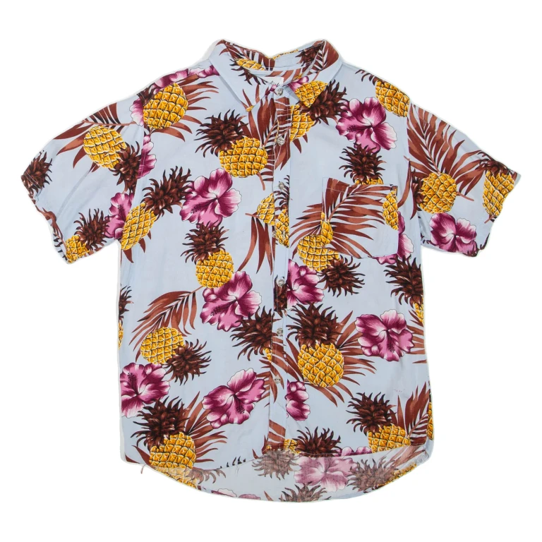 Mens Hawaiian Shirt Blue Floral M