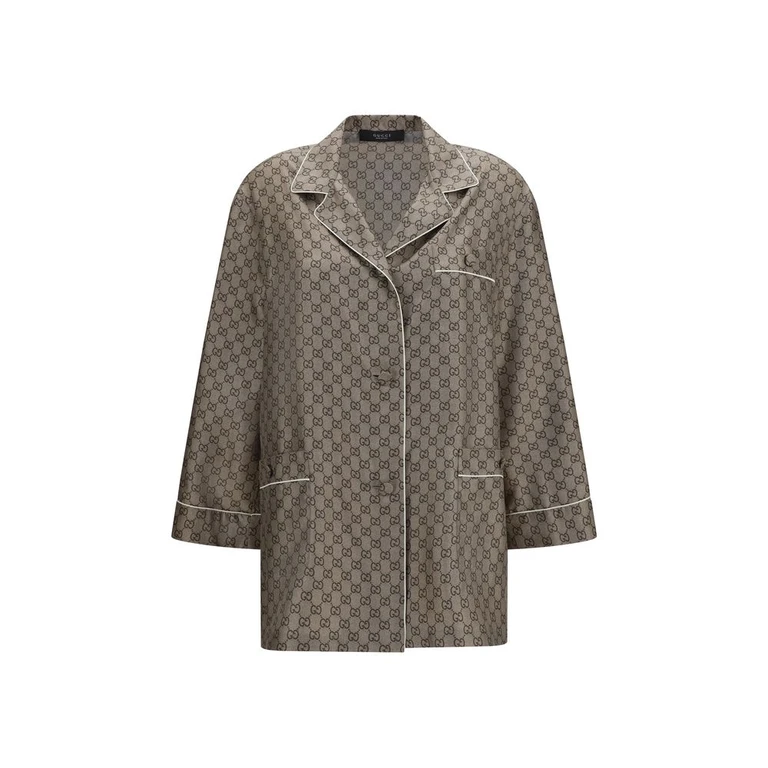 Beige Silk Dress Shirt - Women