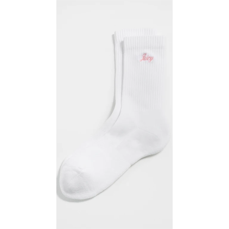 Juicy Script Socks White/Rose One Size
