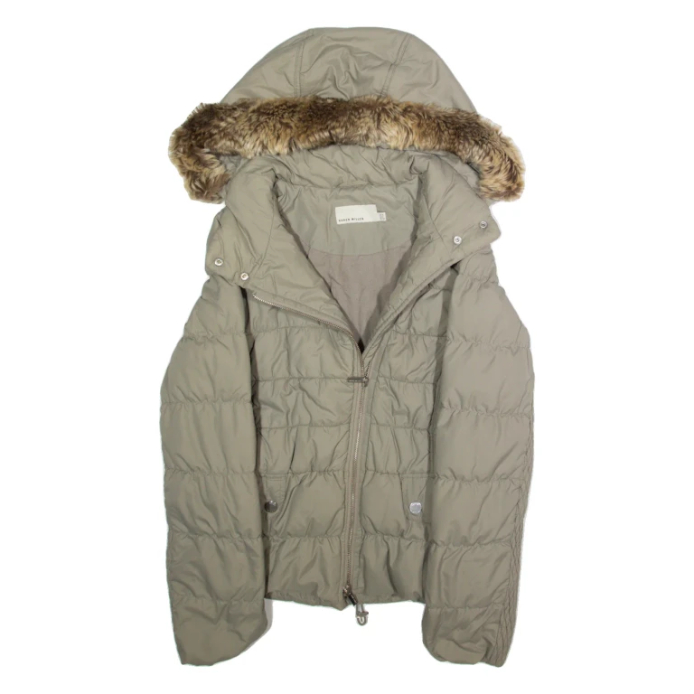 KAREN MILLEN Womens Parka Coat Grey Hooded S