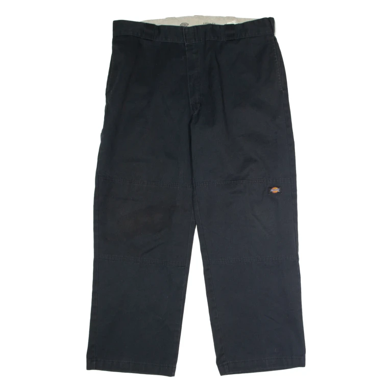 DICKIES Workwear Mens Twill Trousers Black Loose Straight W38 L30