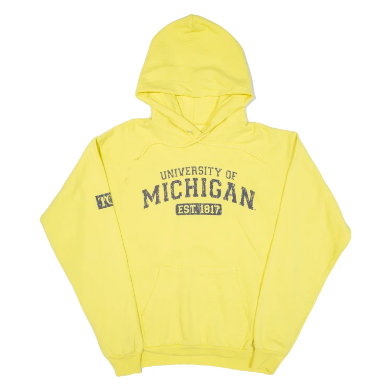 HANES University Of Michigan Mens Yellow Hoodie USA M
