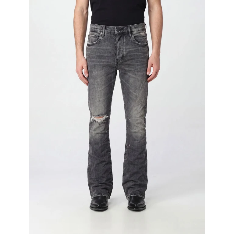 P004 Mid-Rise Flared Jeans in Stretch Denim with Embroidery (P004VFLB324)