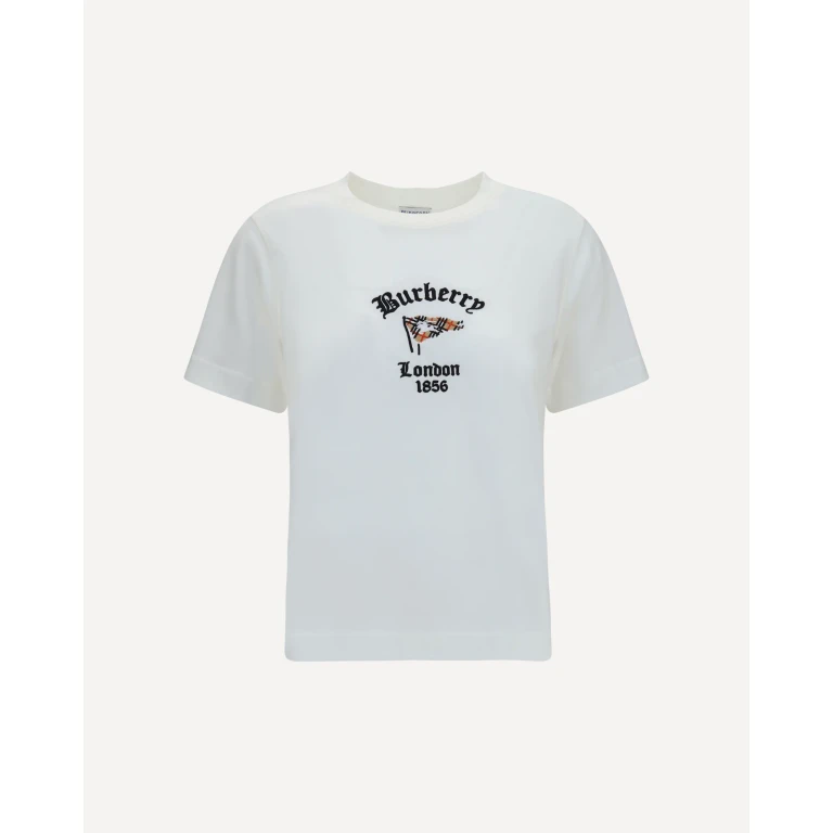 BURBERRY Cotton T-Shirt with Check Flag Female M
