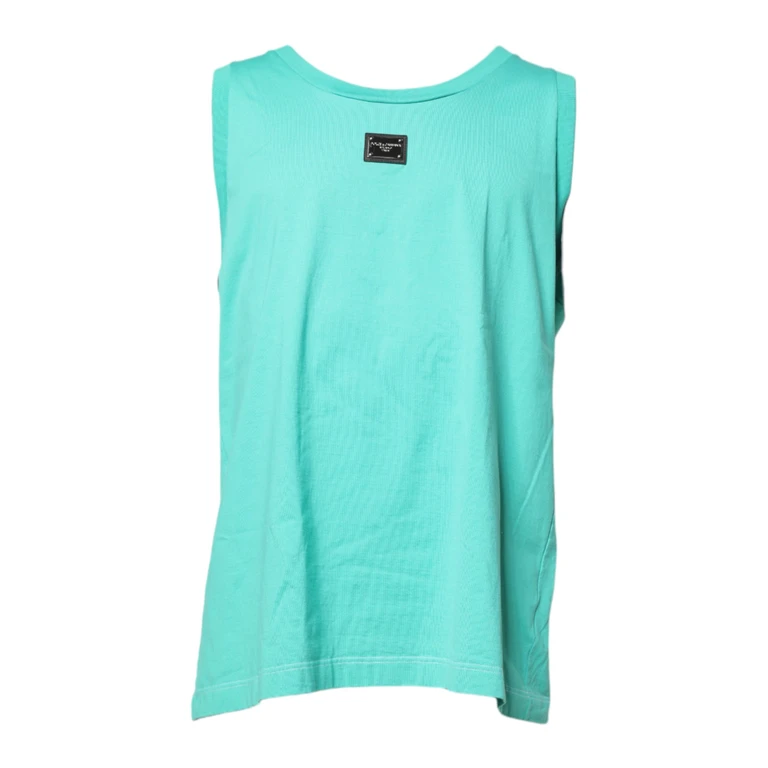 Dolce & Gabbana Green Sleeveless Logo Round Neck T-Shirt Cotton - Men