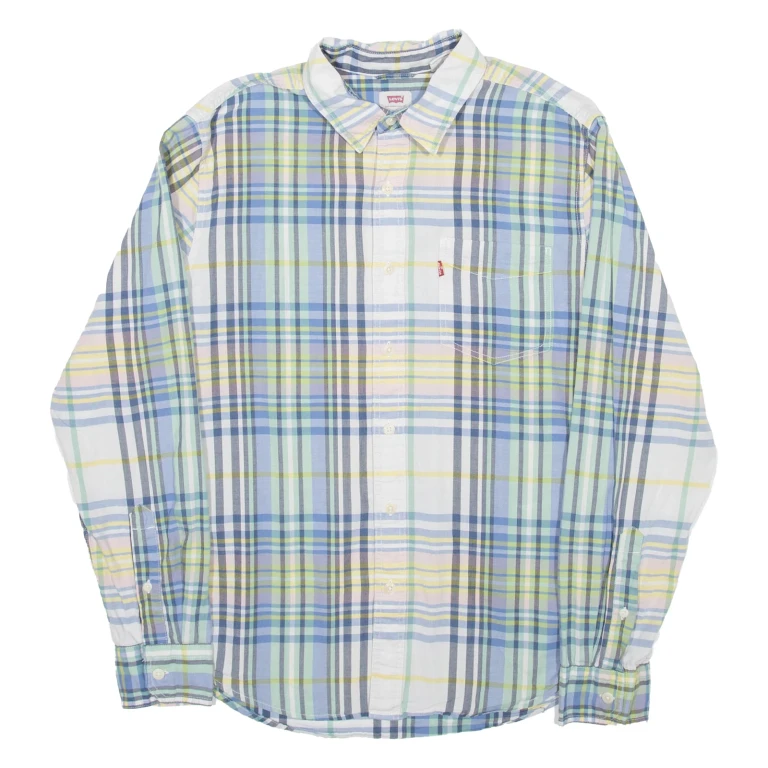 LEVI'S Mens Shirt Blue Check Long Sleeve S (UU3-171024-4340)