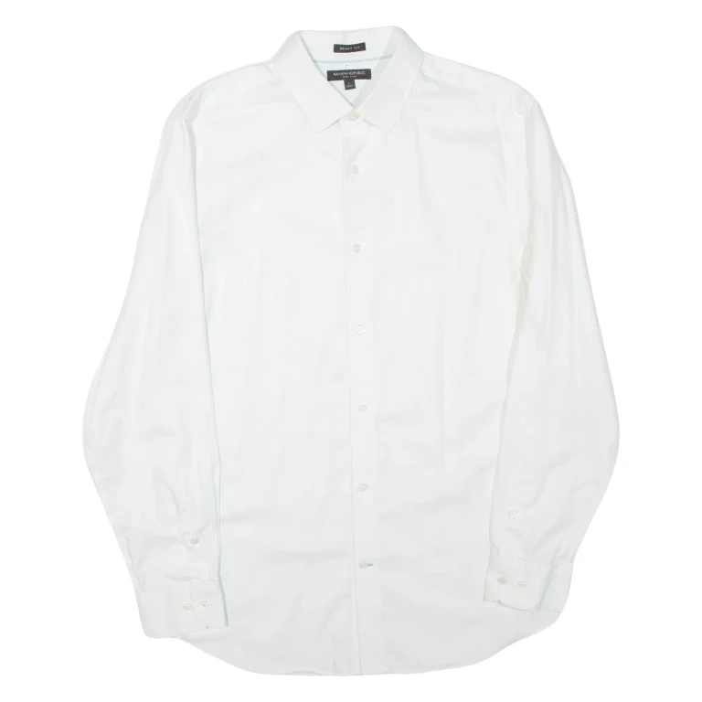 BANANA REPUBLIC Mens Plain Shirt White Long Sleeve L
