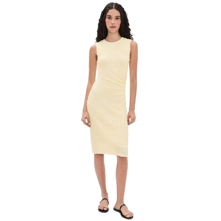 Vince Sleeveless Side Drape Dress Lt Dandelion XXS