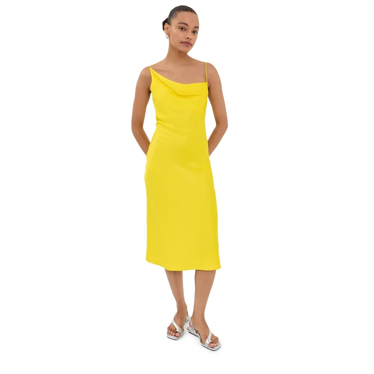 Stella McCartney Slip Satin Dress Bright Yellow 44